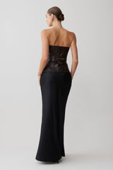 Thalia Faux Leather Boned Corset - Dark Chocolate