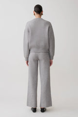 Evan Knit Wide Leg Pants - Grey Marle