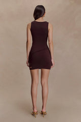 Brock Asymmetrical Neckline Knit Top - Dark Chocolate