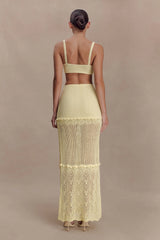 Coleene Pointelle Knit Maxi Skirt - Lemon