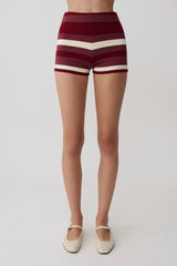 Philly Stripe Knit Short - Burgundy/Cream
