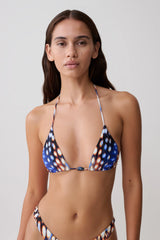Blossom Classic Triangle Bikini Top - Blue Abstract Print
