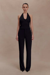 Cressida Crepe Halter Top - Black
