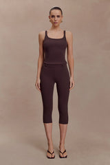 Blanca Stretch Crepe Capri Pants - Chocolate