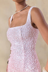 Rionelle | Pink And White Sequin Mini Dress