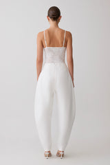 Jasper Sheer Plunge Lace Bodysuit - Ivory