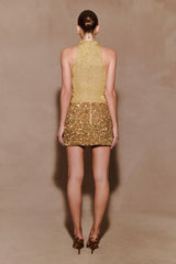 Porter Hand Beaded Mini Skirt - Gold