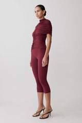 Blanca Stretch Crepe Capri Pants - Mahogany