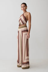 Rachel Chiffon Straight Leg Pants - Multi Stripe