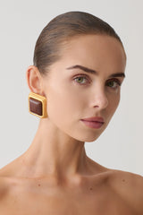 Inaya Square Stud Earring - Gold