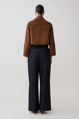 Remy Faux Suede & Leather Collared Jacket - Tan