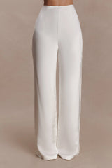 Sydney Straight Leg Satin Pants - Ivory