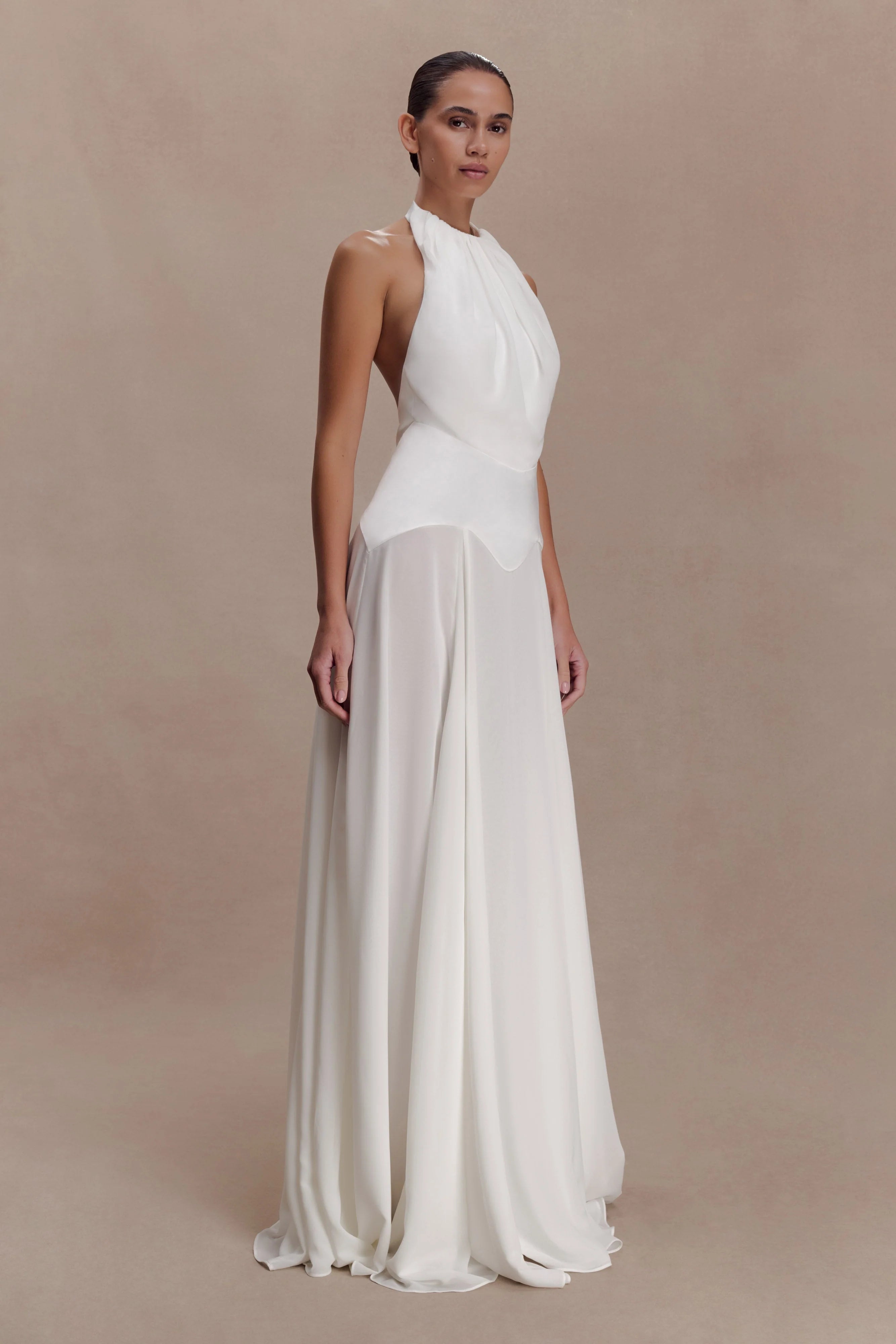 Susan Chiffon Halter Maxi Dress - Ivory