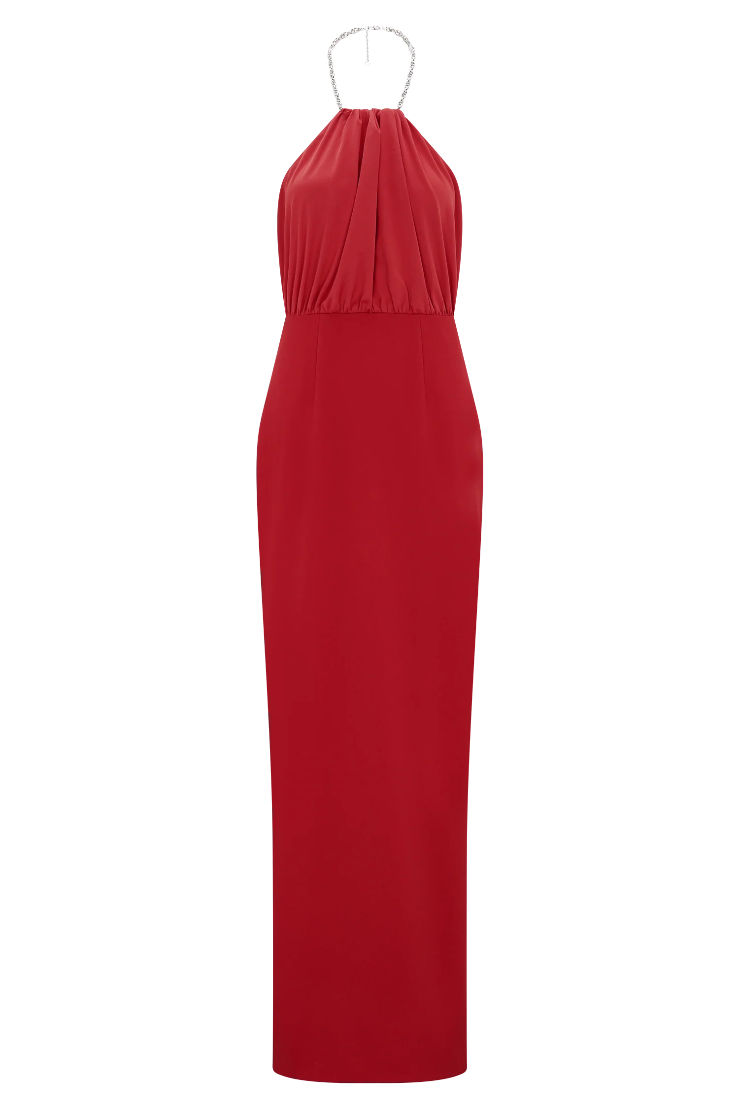 Elina Satin Necklace Maxi Dress - Red