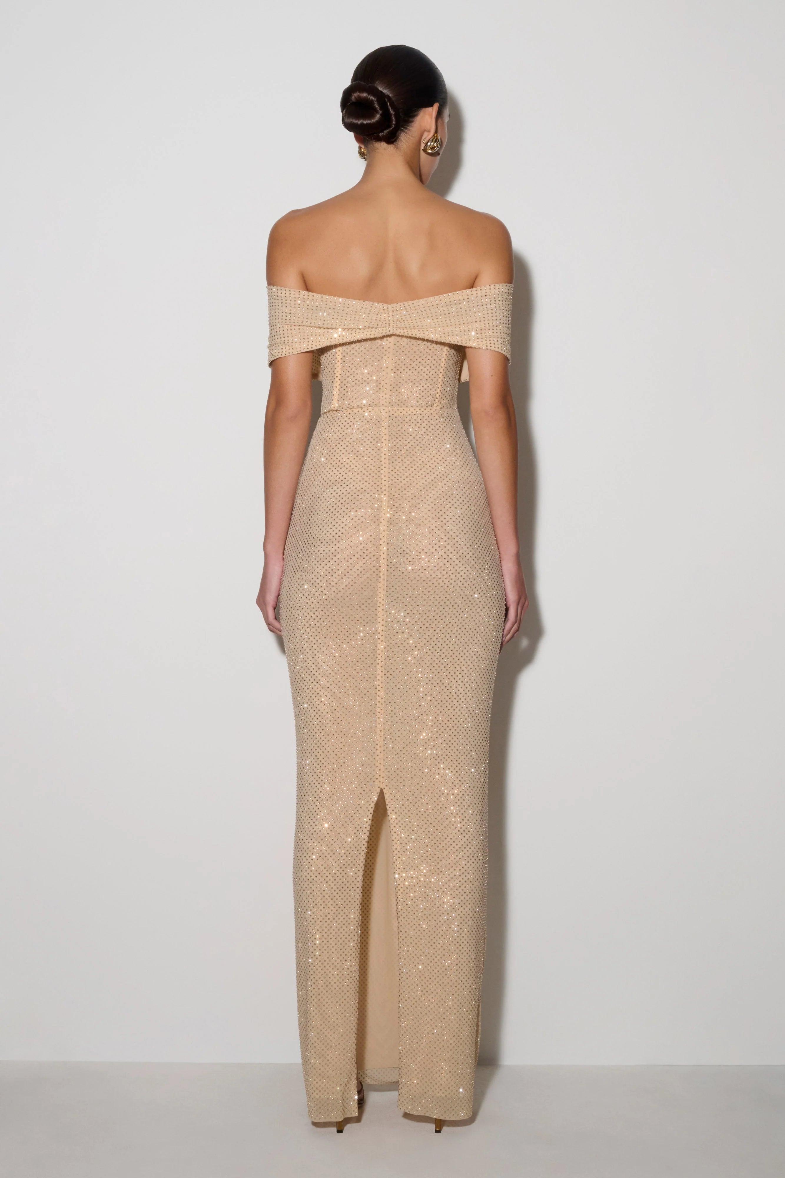Phi Multi-Wear Cowl Diamante Maxi Dress - Gold