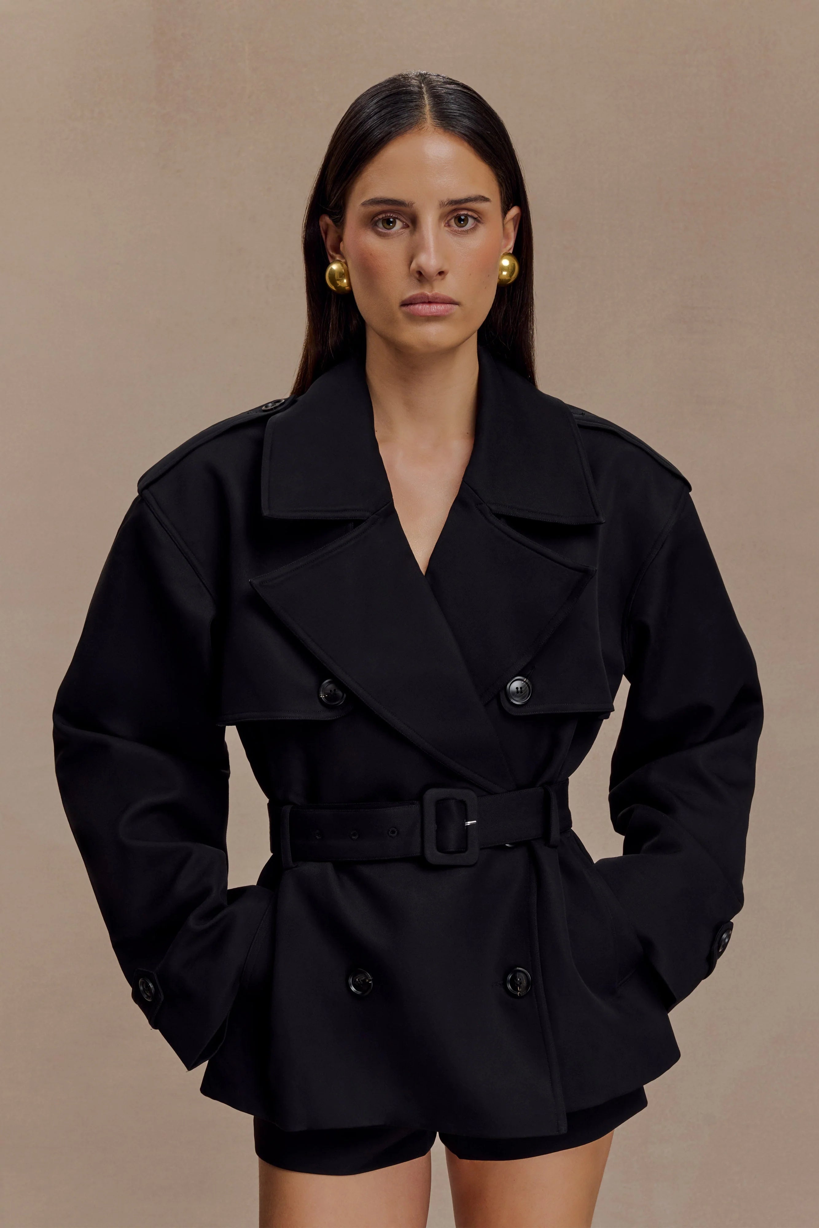 Alden Short Trench Jacket - Black
