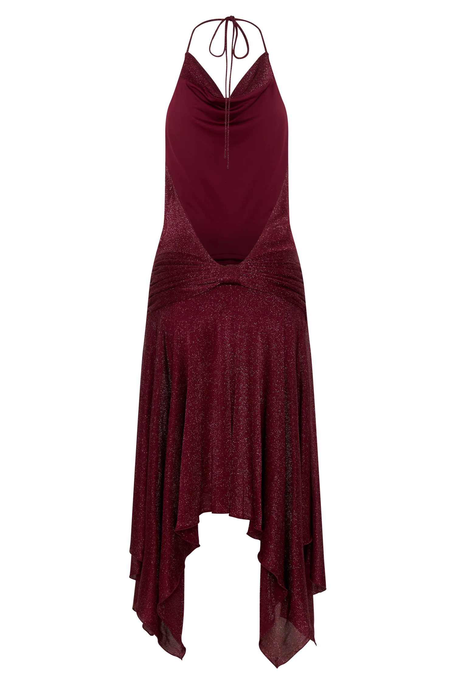 Sylvie Lurex Hankie Midi Dress - Wine