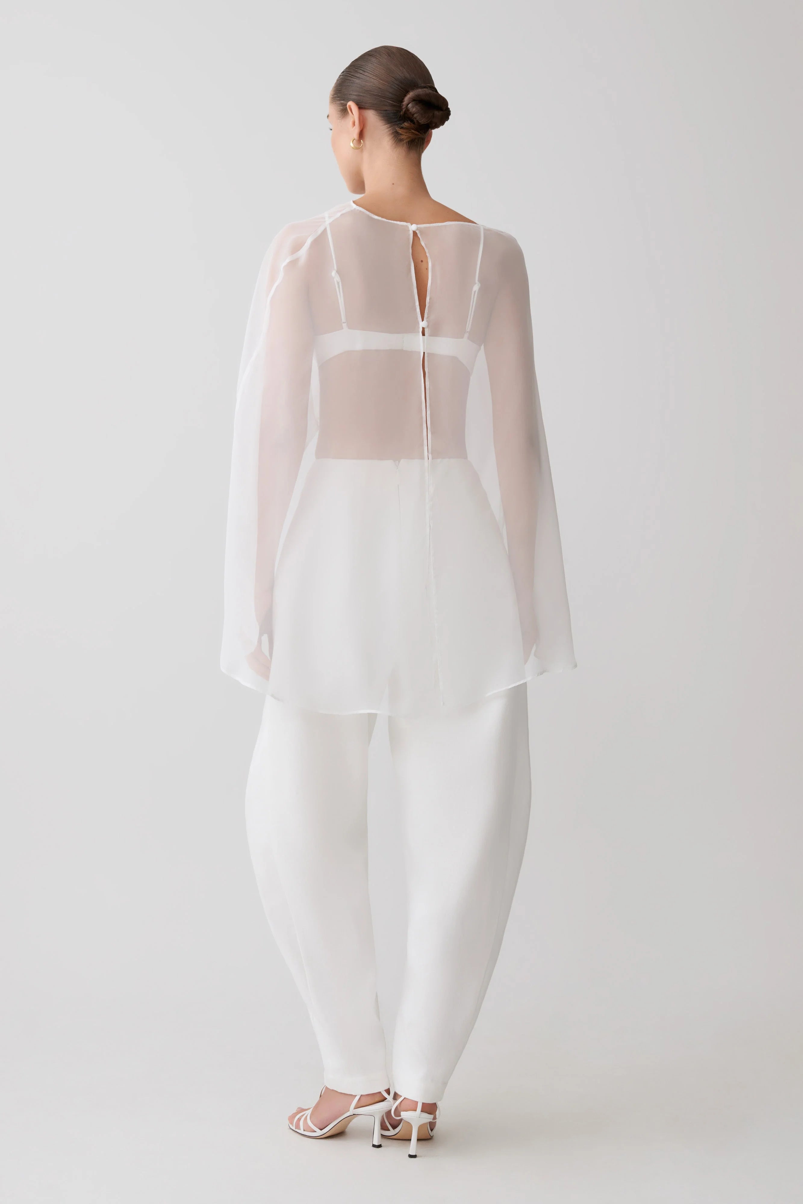 Kirstine Bralette With Chiffon Cape - Ivory