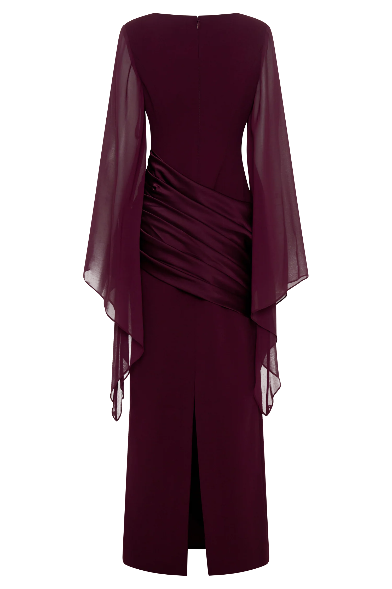 Samantha Waterfall Sleeves Maxi Dress - Wine