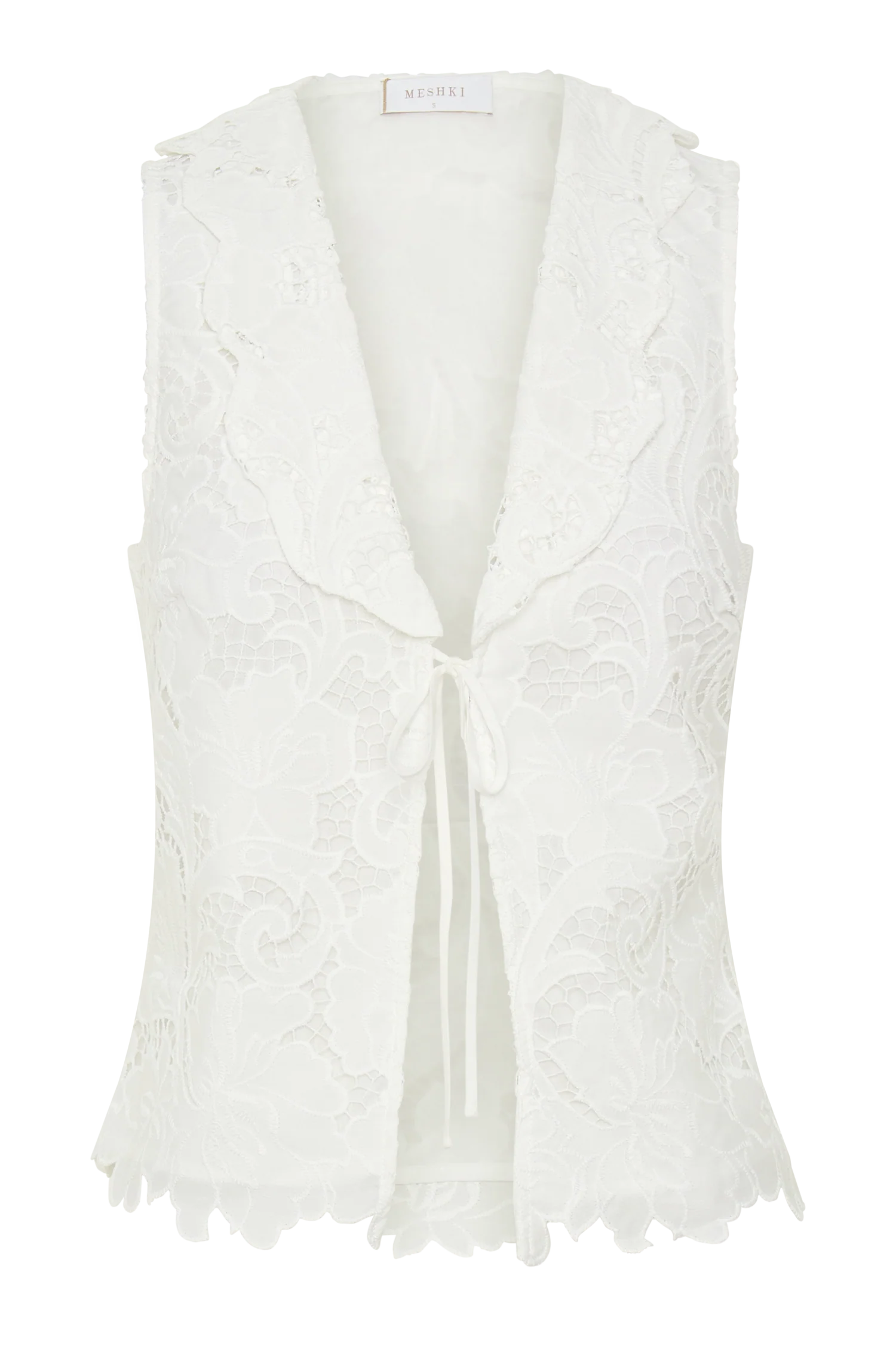 Tessa Broderie Tie Front Sleeveless Top - White