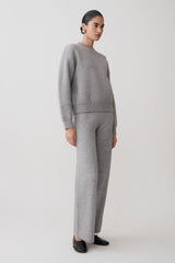 Evan Knit Wide Leg Pants - Grey Marle