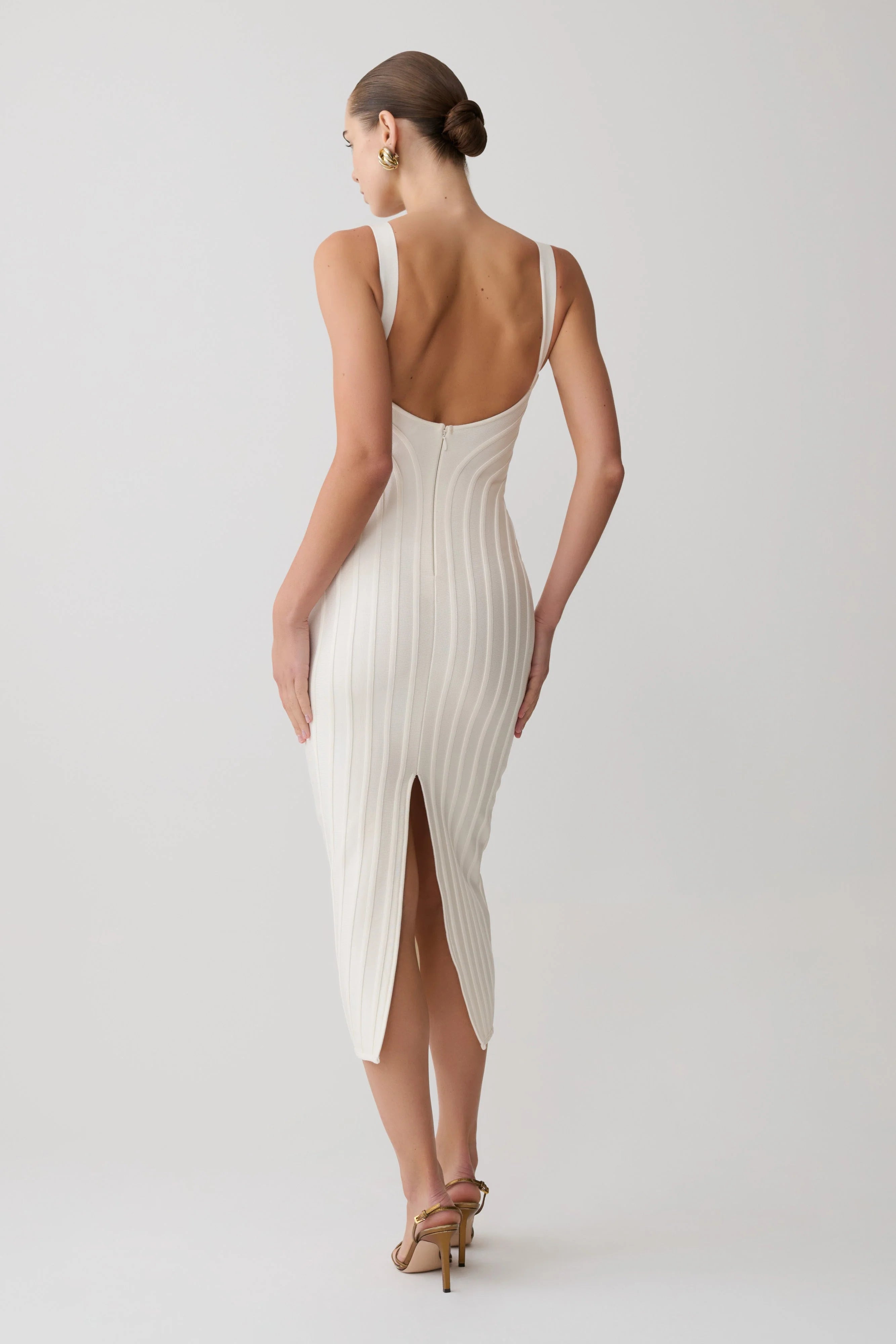 Gia Bandage Knit Midi Dress - Ivory