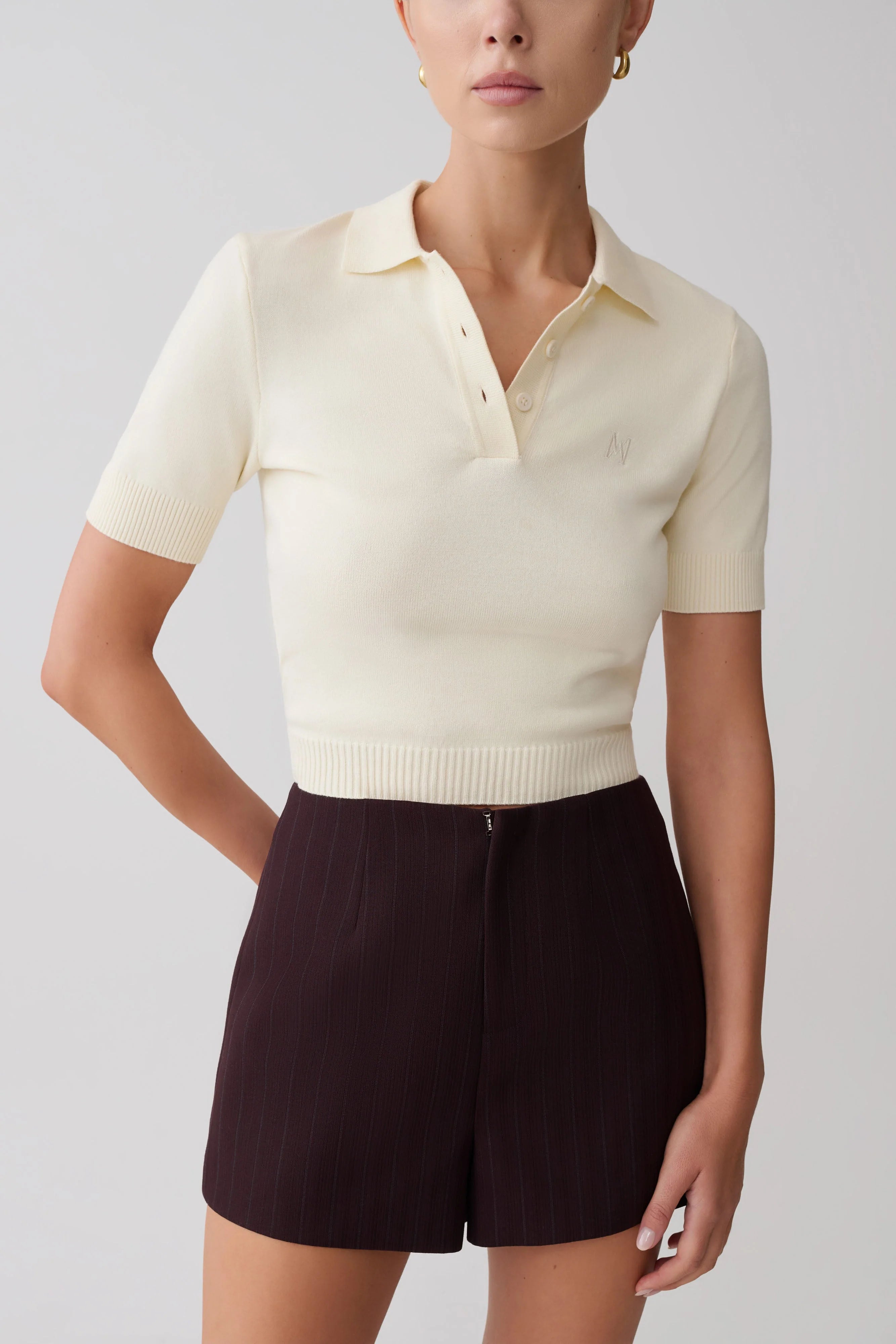 Agatha Suiting Shorts - Plum Pinstripe