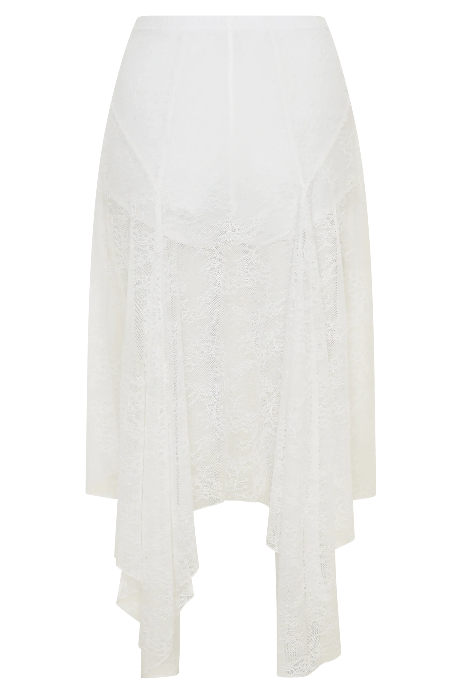 Haime Lace Hankie Midi Skirt - Ivory
