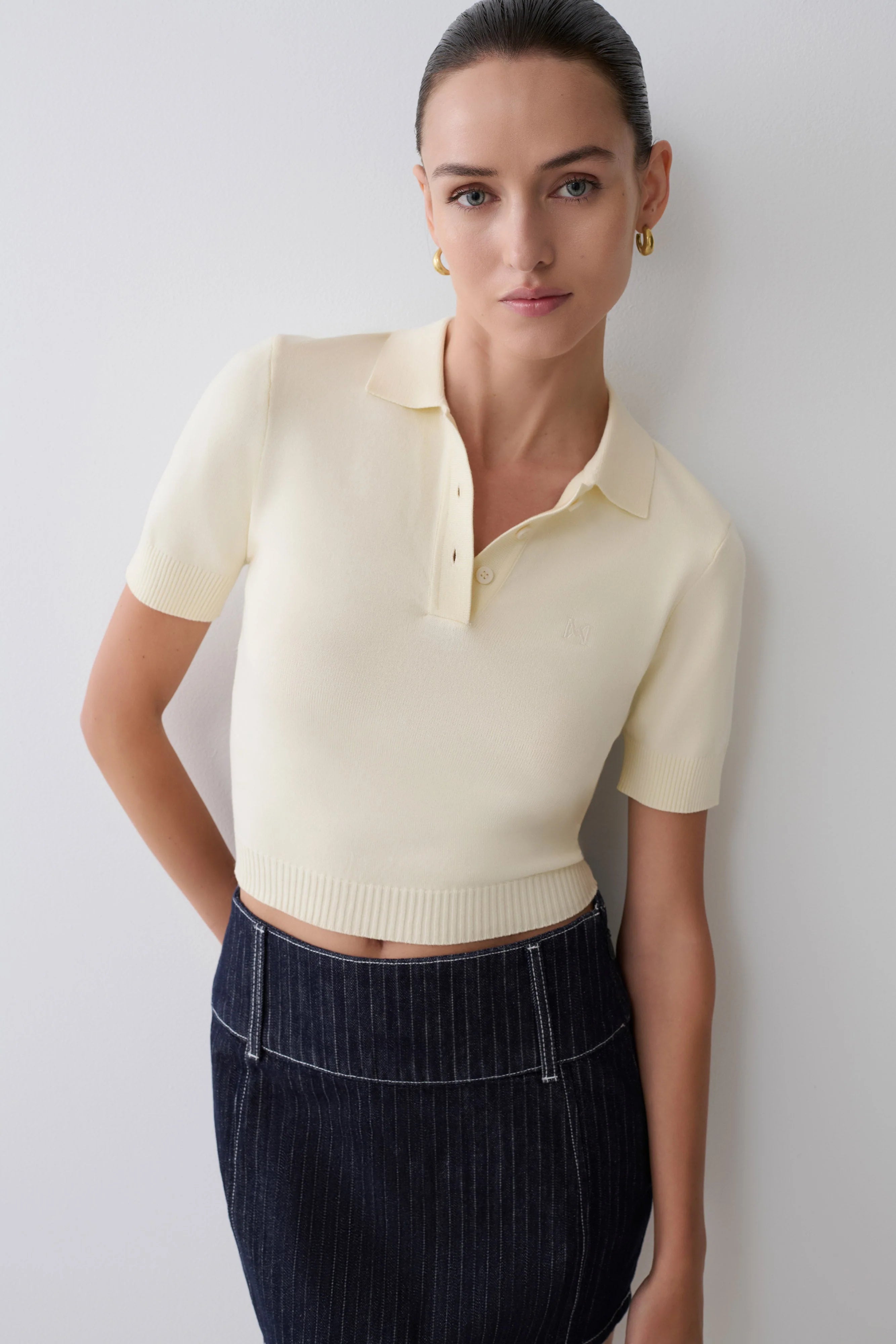 Philly Knit Button Up Top - Ivory