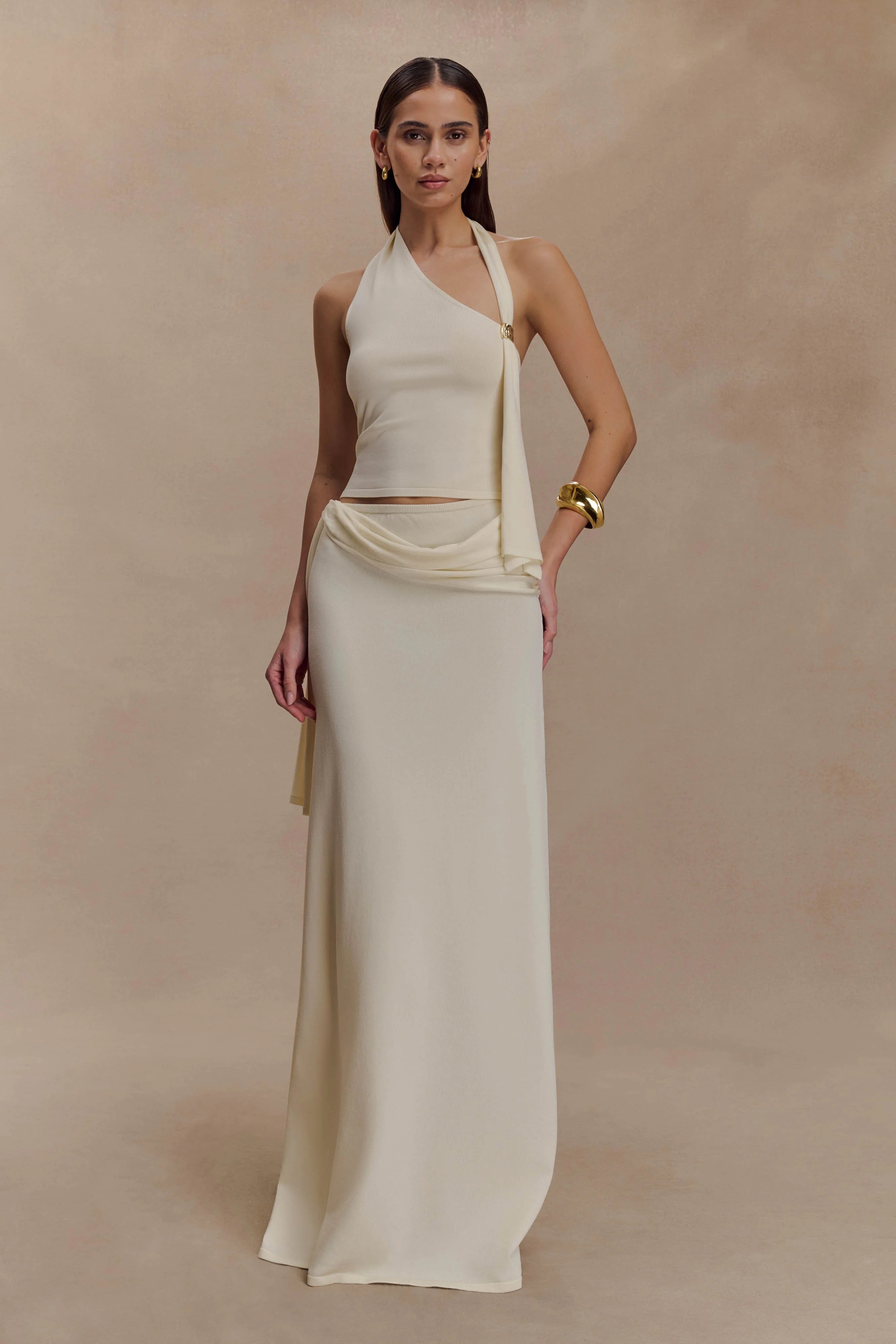 Xanthia Knit Halter Top - Ivory