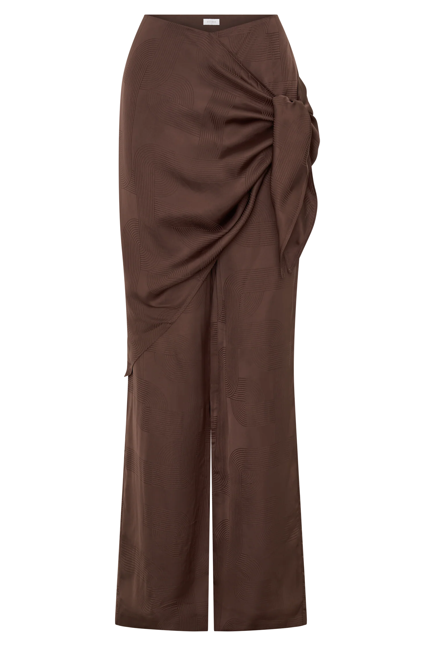 Gia Wrapped Tie Satin Pants - Chocolate