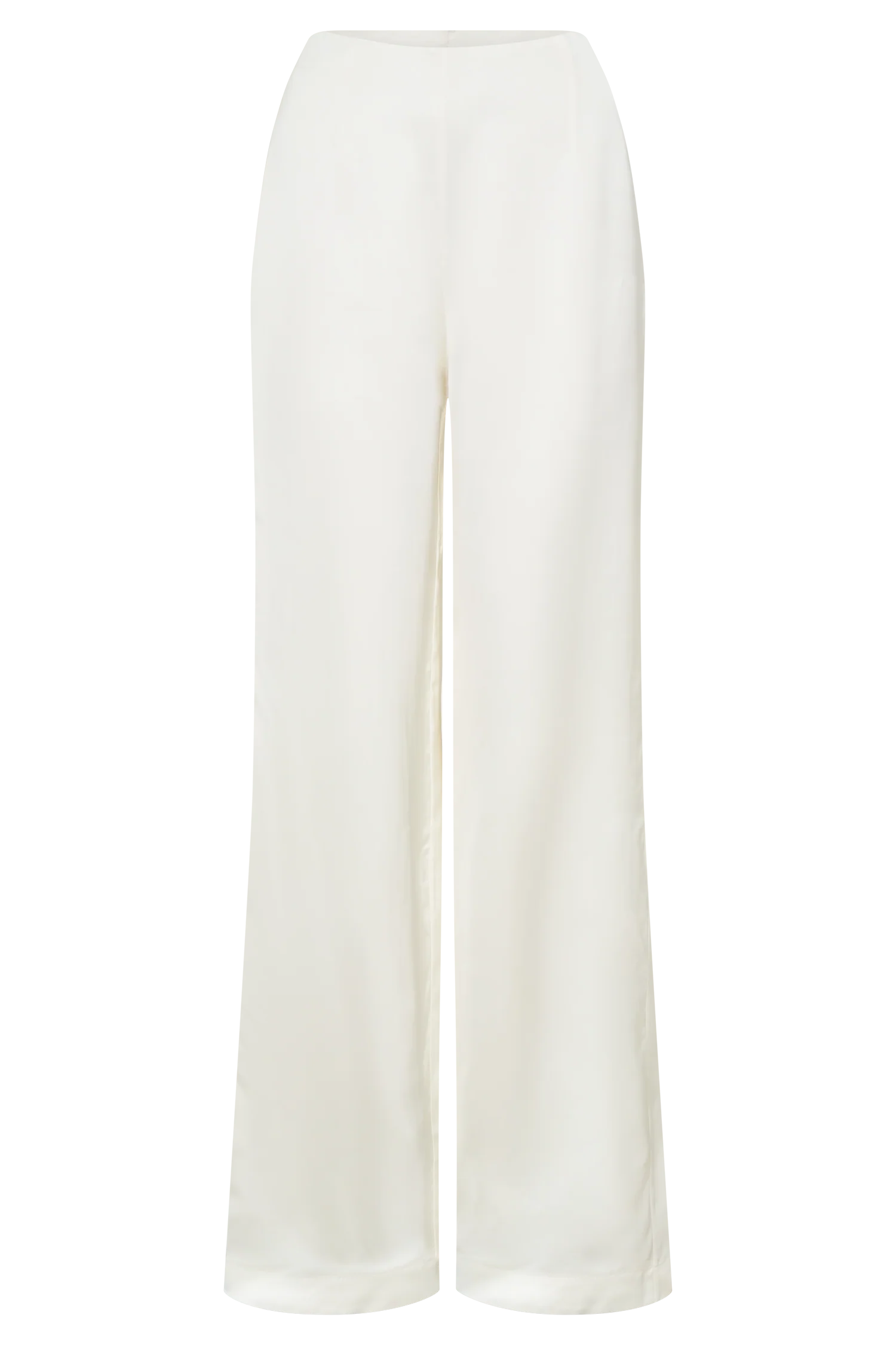 Sydney Straight Leg Satin Pants - Ivory