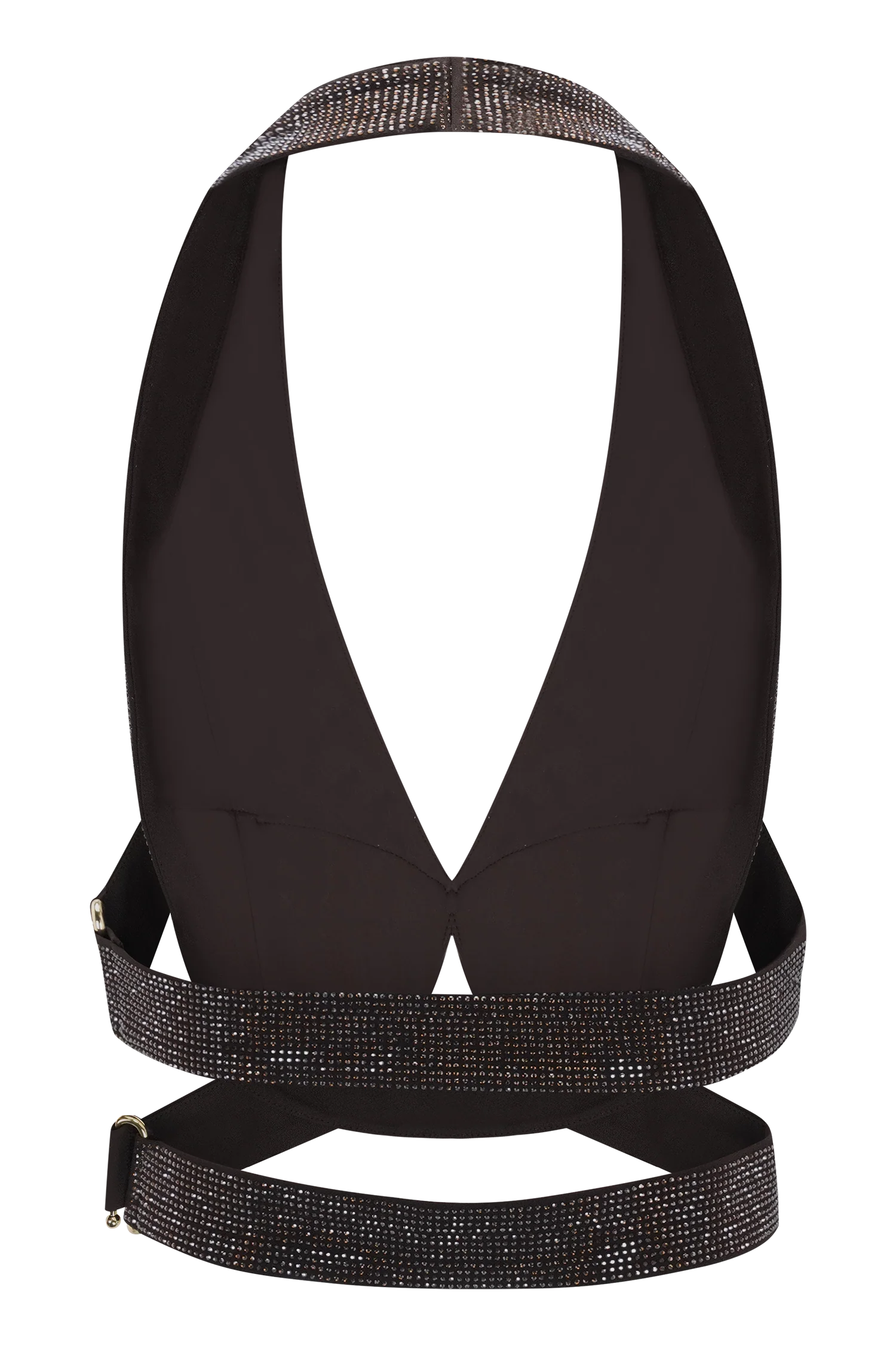 Siren Satin And Diamante Halter Top - Dark Chocolate
