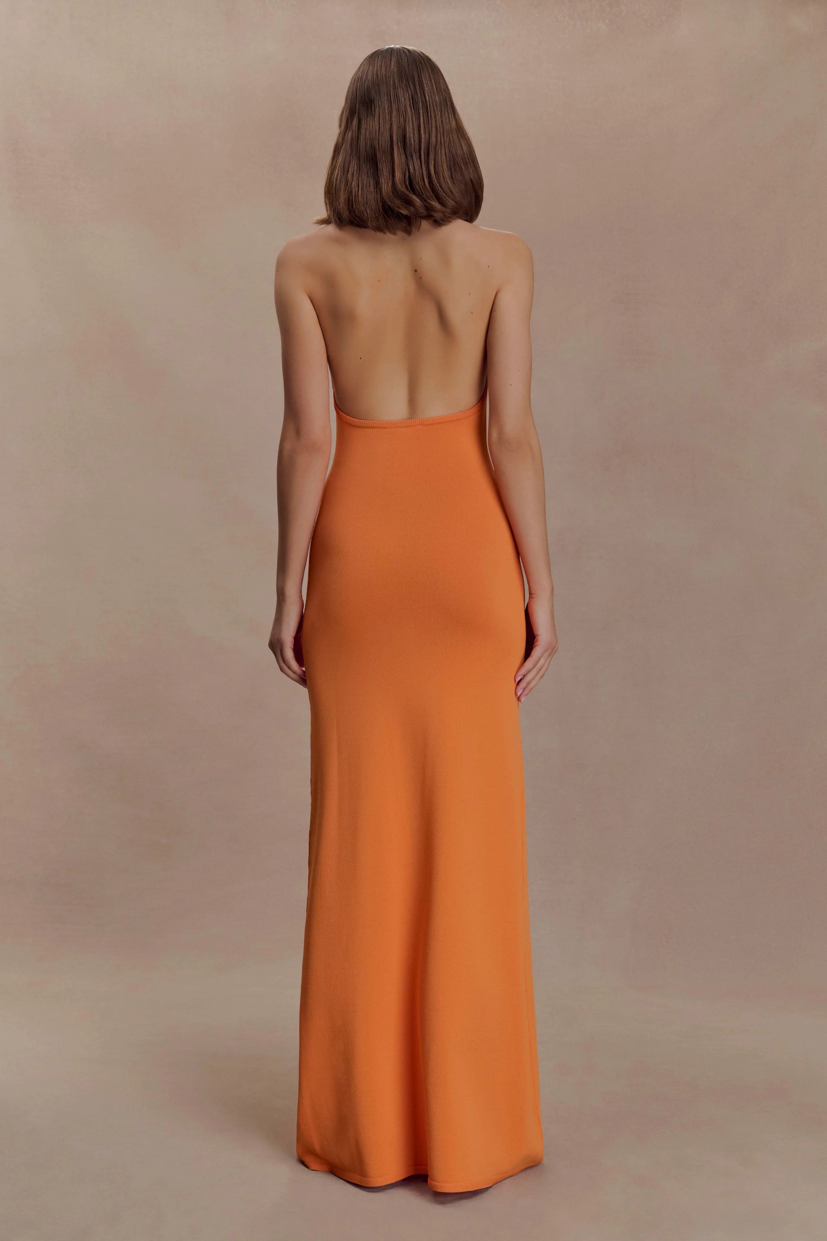 Elma Halter Knit Maxi Dress - Orange