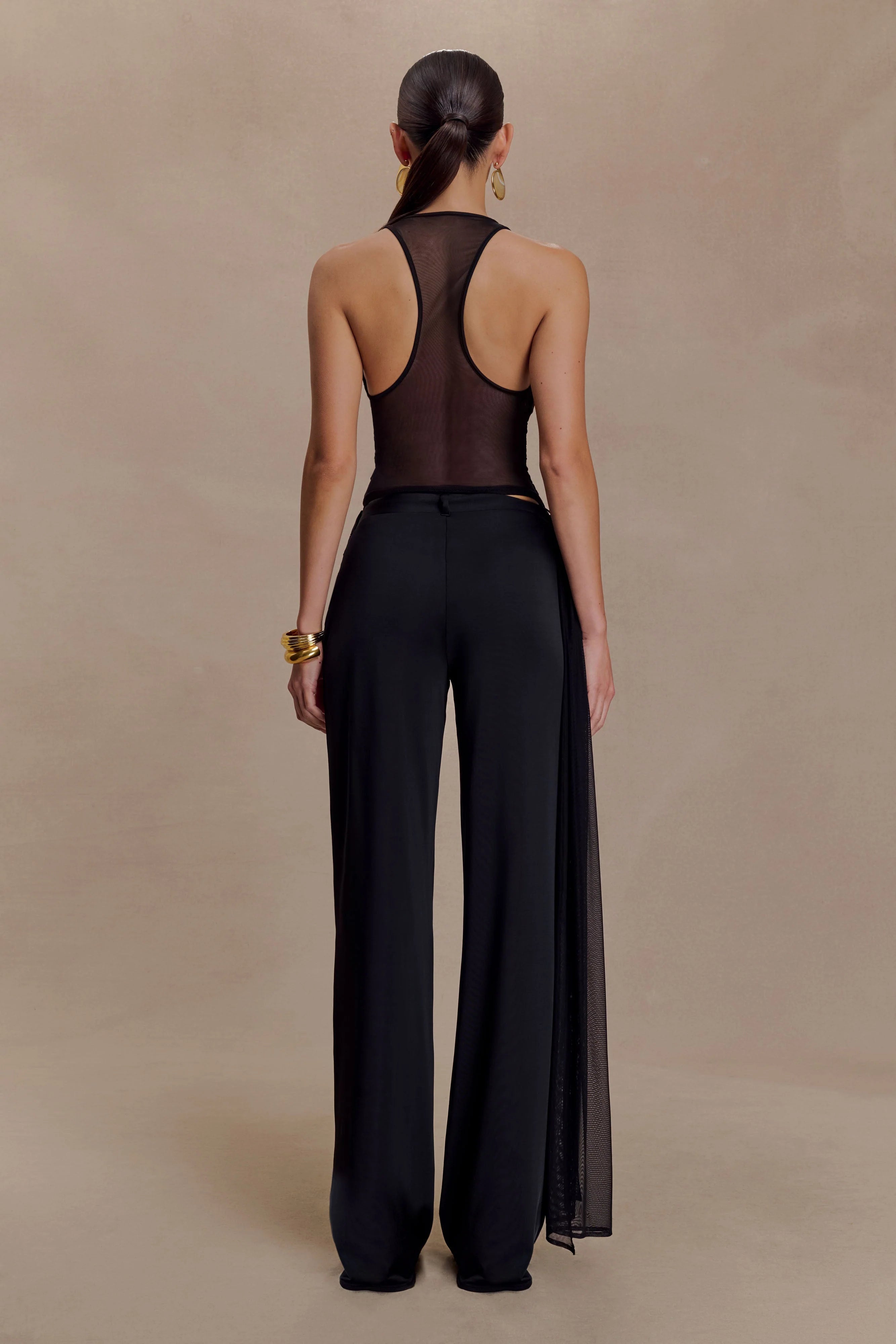 Aspyn Slinky Gathered Wide Leg Pants - Black