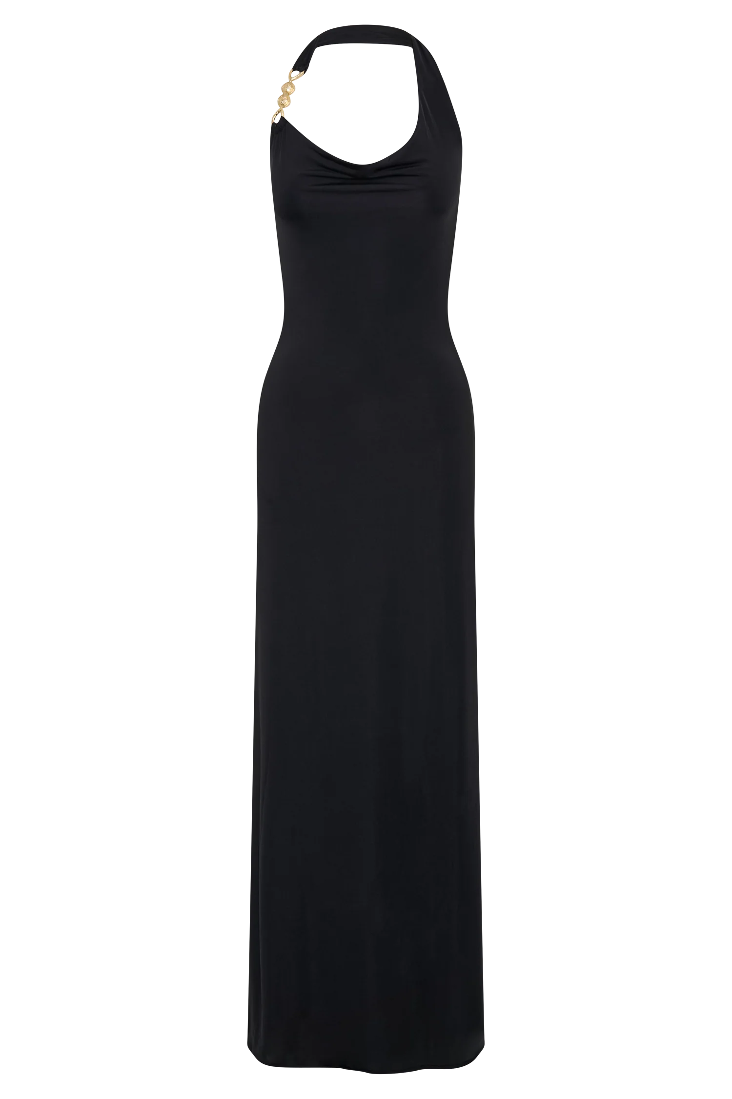 Khanh Slinky Halter Maxi Dress - Black