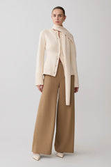 Lara Knit Cardigan With Scarf - Ivory