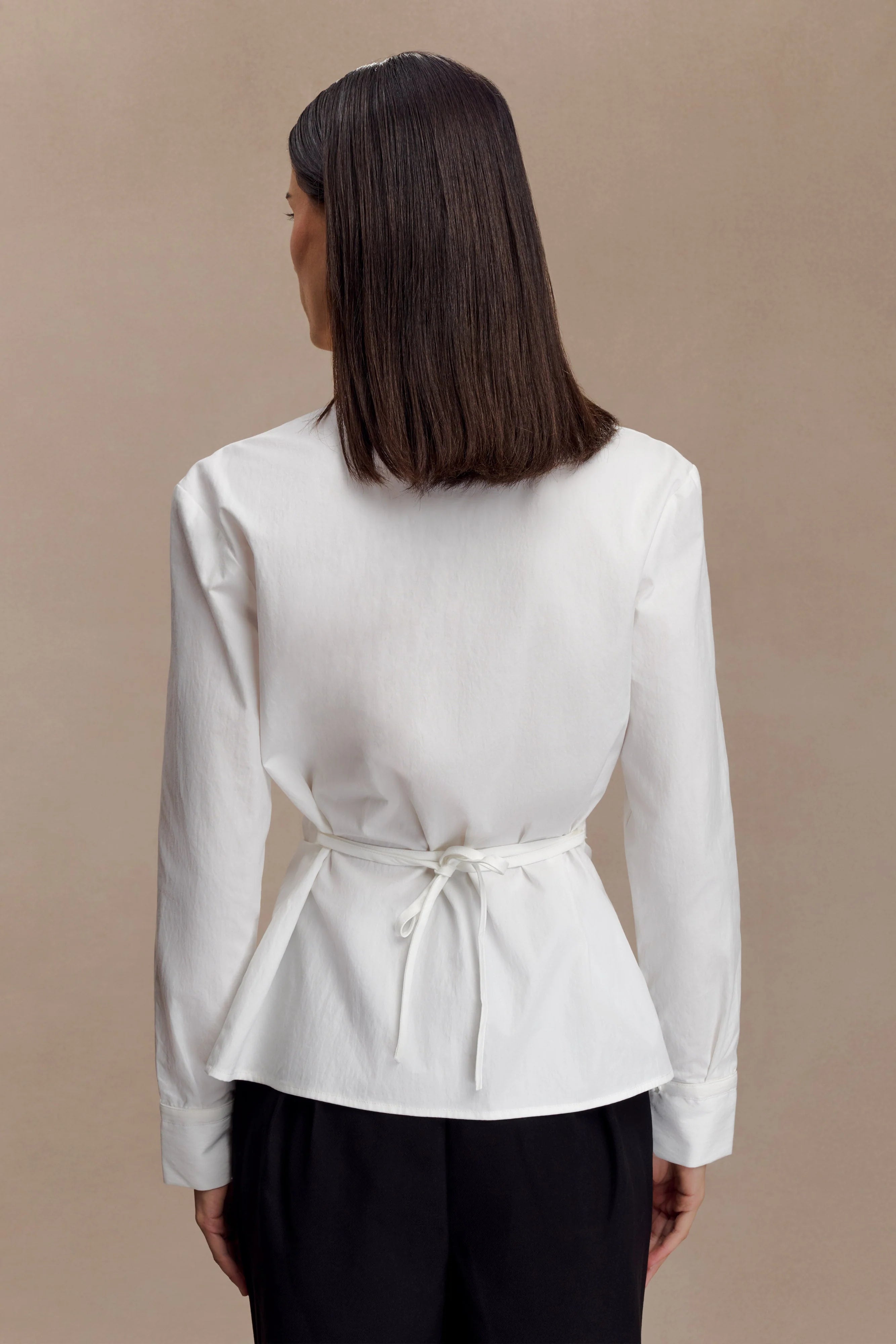 Millie Tie Back Cotton Shirt - White