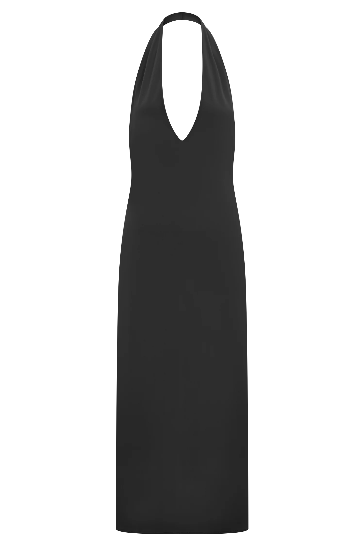 Genie Slinky Halter Midi Dress - Black