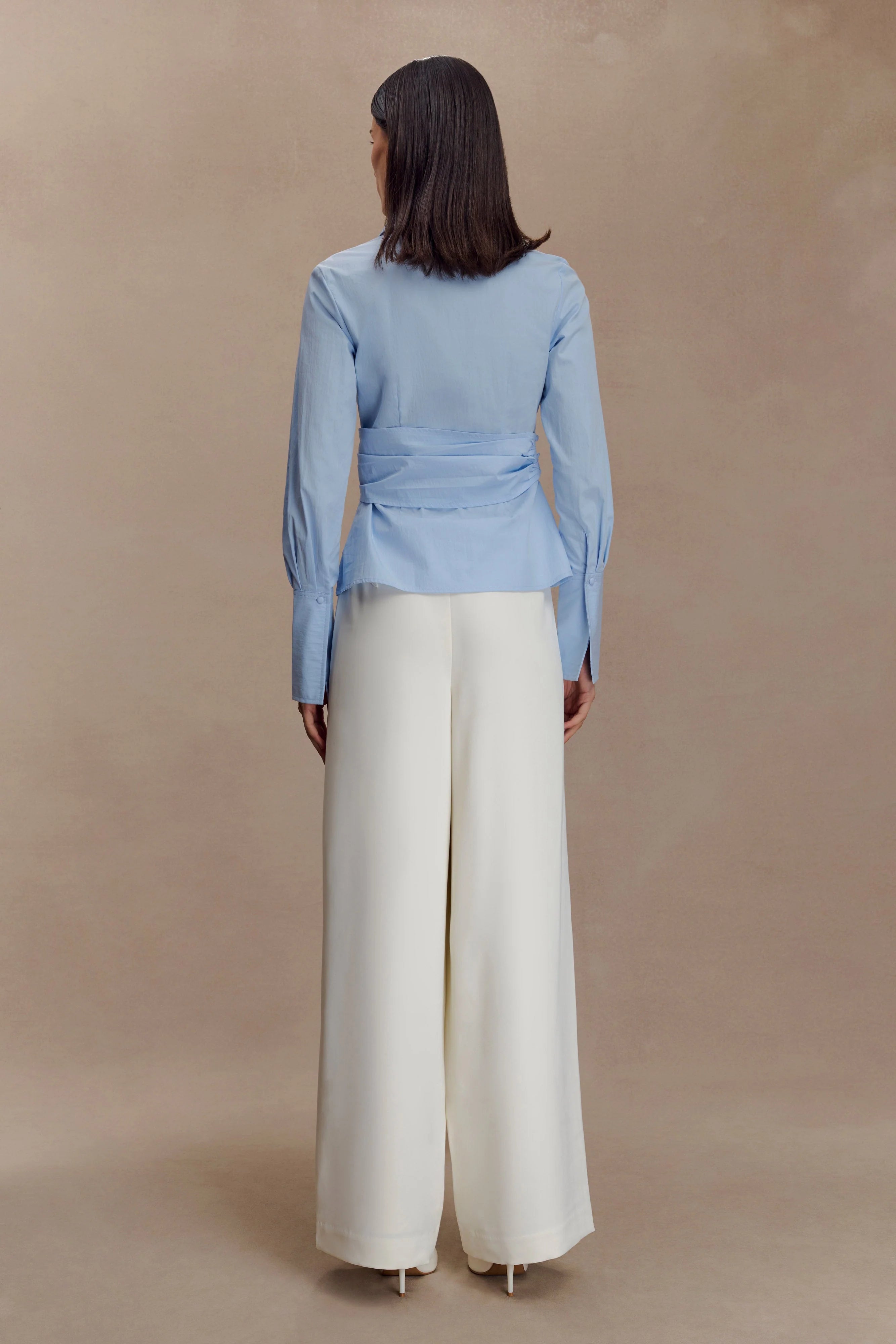 Eugenia Wrap Cotton Shirt - Blue