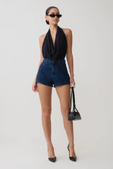 Dan Diamante Denim Shorts - Midnight Blue