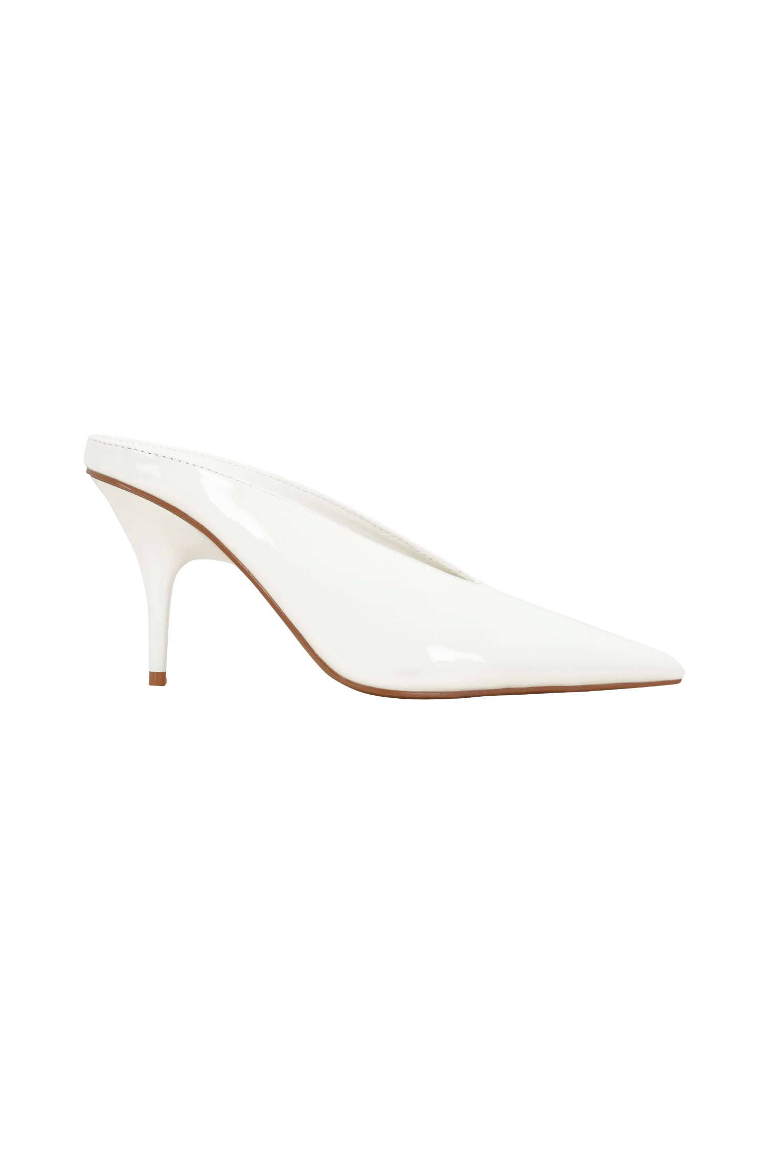 Emerson Patent Faux Leather Point Heel - Ivory