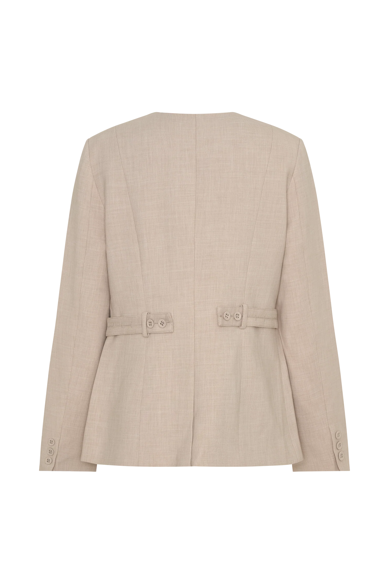 Solenne Collarless Suiting Blazer - Natural Marle