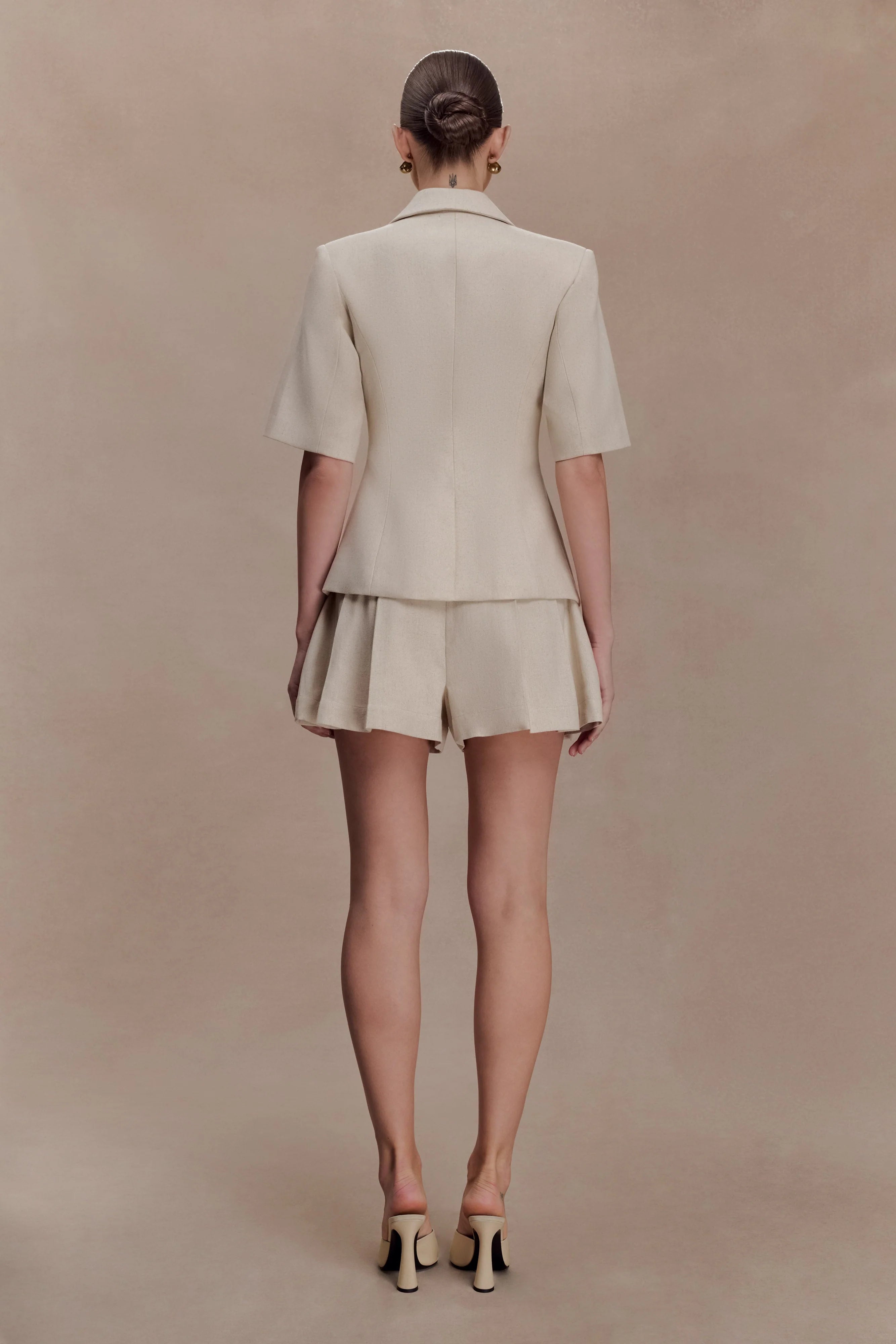 Martine Short Sleeve Linen Top - Natural