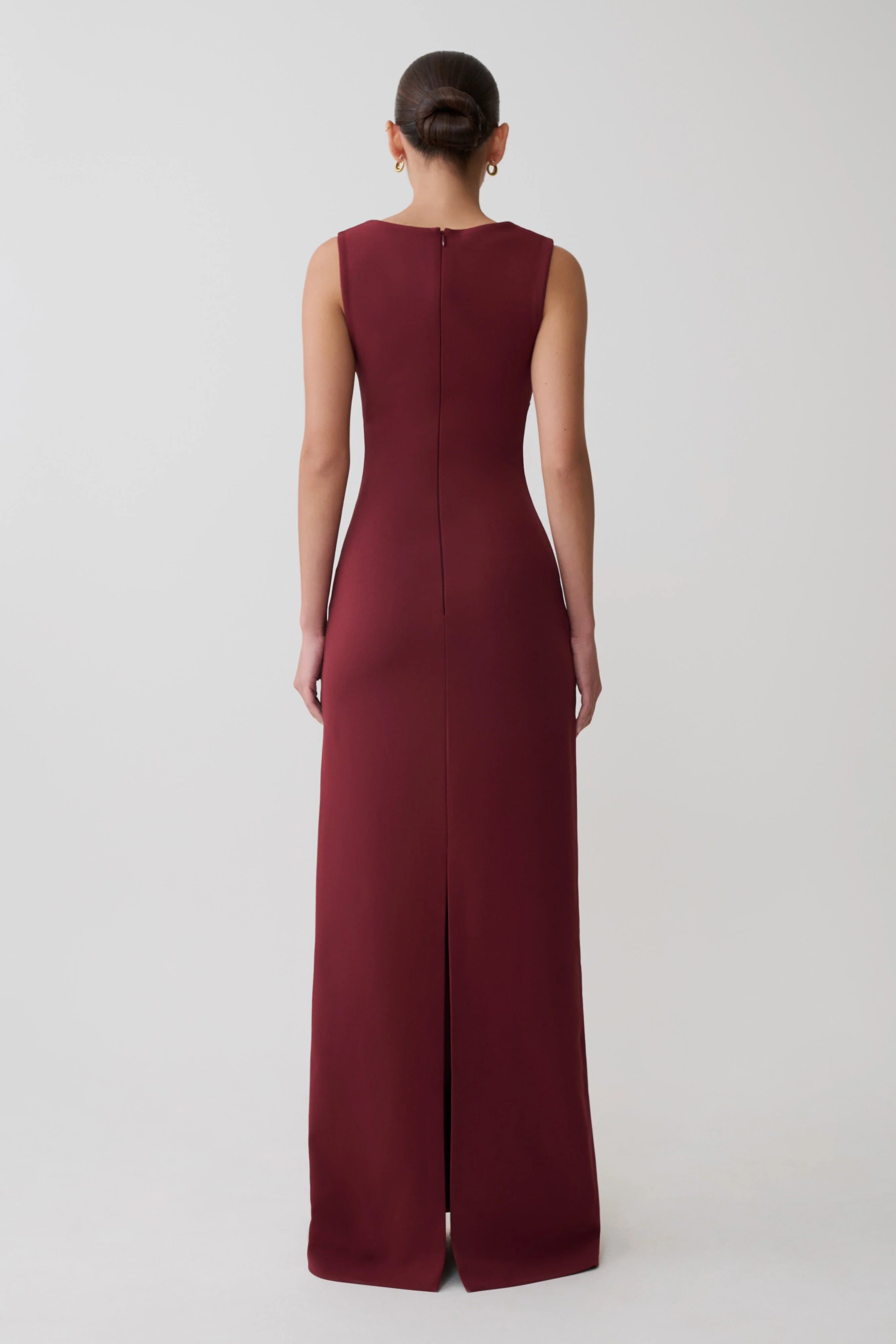 Rhea Detachable Cape Jersey Maxi Dress - Wine