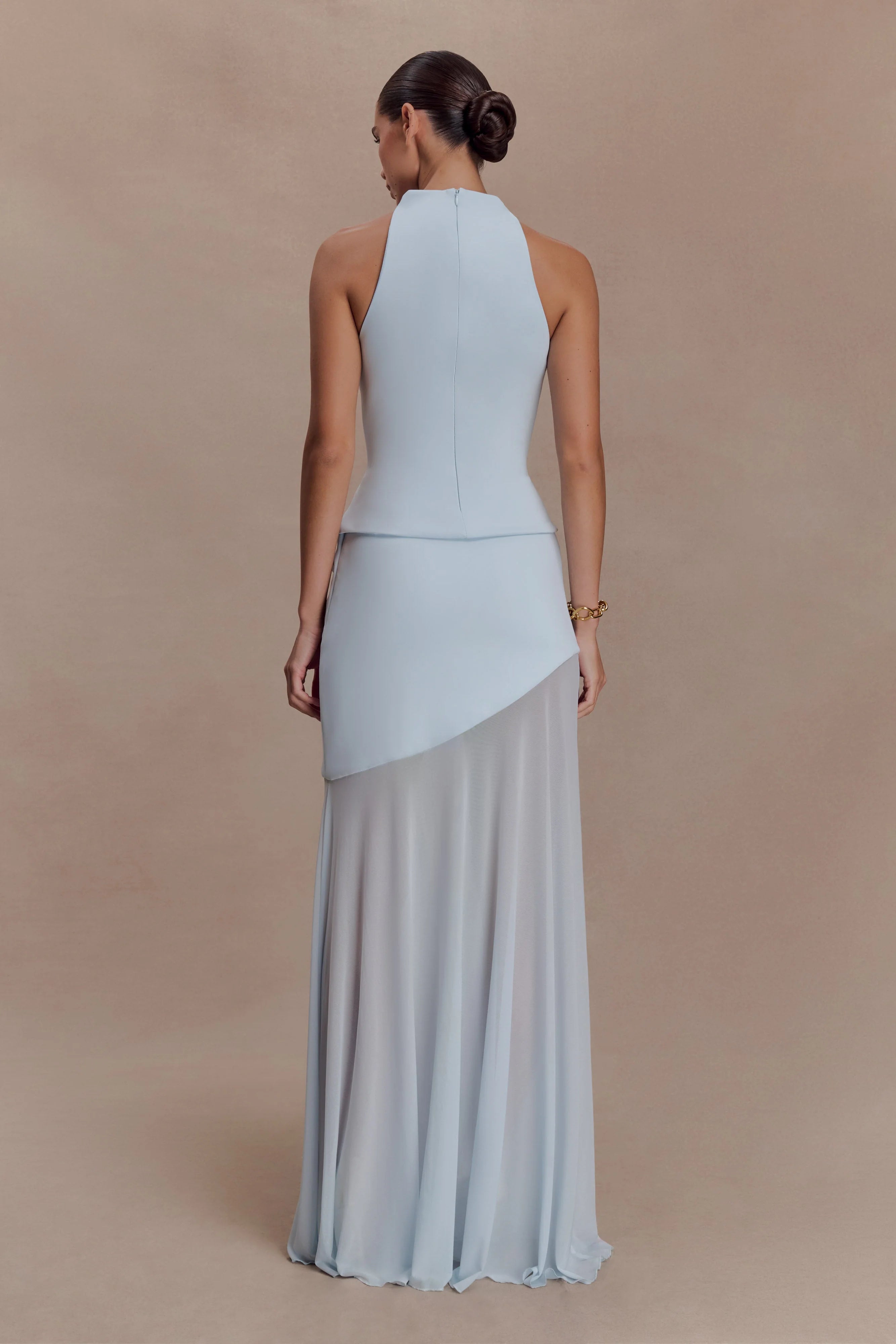 Portia Scuba Sleeveless Top - Pale Blue