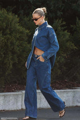 Georgette Mid Rise Paneled Denim Jeans - Dark Blue