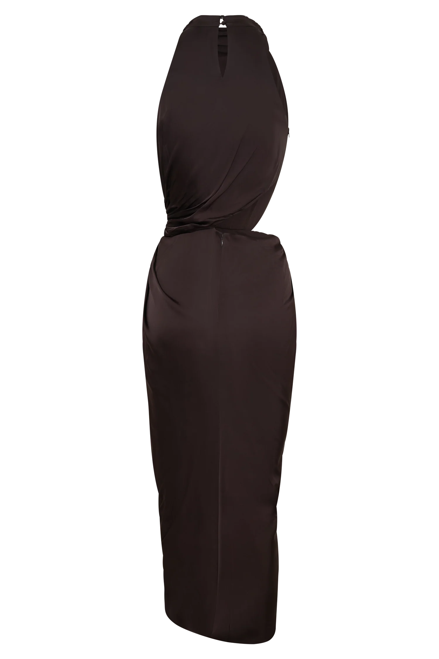 Aveline Draped Halter Midi Dress - Dark Chocolate
