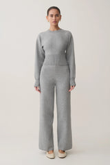 Kerrymae Straight Leg Knit Pants - Grey Marle