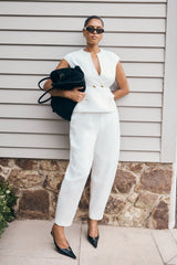 Oriana Linen Oversize Pants - White